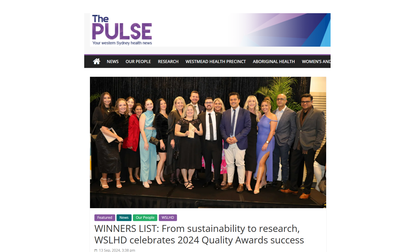 WSLHD Quality Award Winner’s List