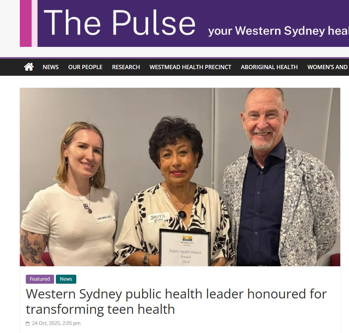Western Sydney Public Health Leader Honoured for Transforming Teen Health