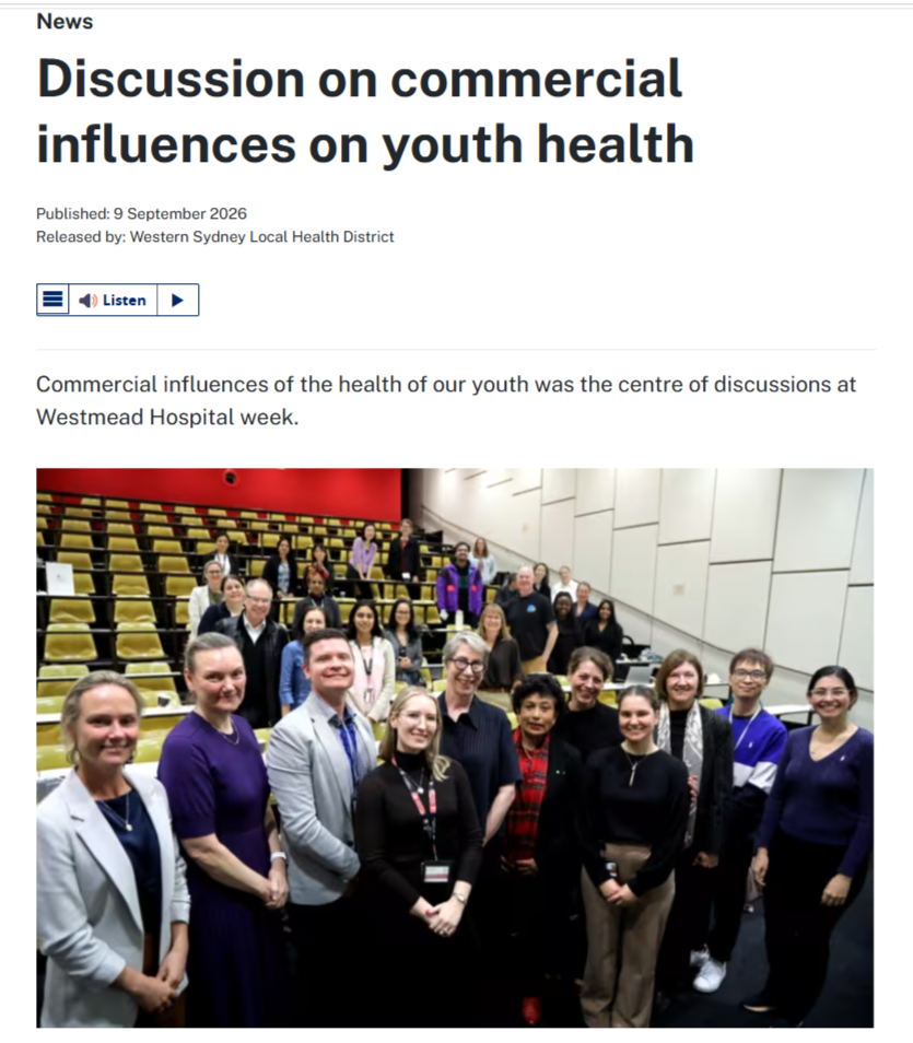 Discussion on commercial influences on youth health